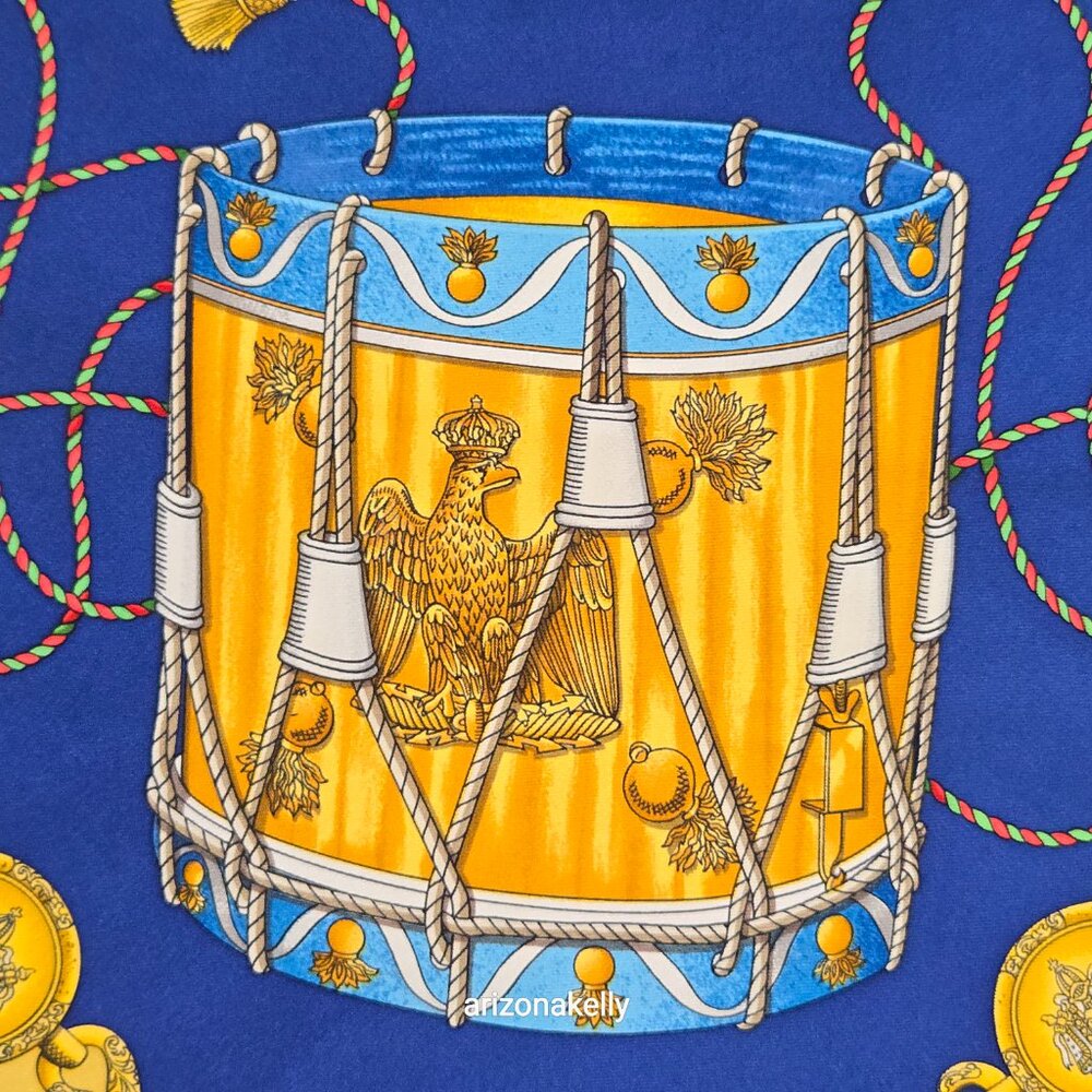 Hermès 'Les Tambours' Silk Scarf Gold Yellow - Picture 7 of 15